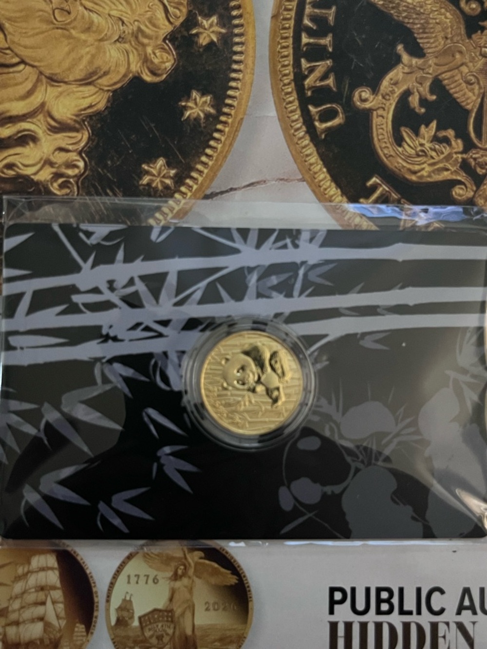 Gold Panda Coin Display Card - Black & Gold